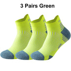 3 Pairs Marathon Socks Men Women Professional Sport Ankle Running Socks Thickened Cushioned Tube Low Cut Fitness Short Sock Mesh