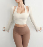 Cloud Rise Women Yoga Shirts Sports Workout T-Shirt Sexy Girl Long Sleeve Blouse Gym Fitness Crop Top Autumn Winter Sportswear