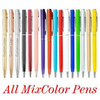 20-200 Pens New Slim Metal Ballpoint Pens Rose Gold Custom Logo Advertising Lettering Engraved Name School Office Supplies Gifts