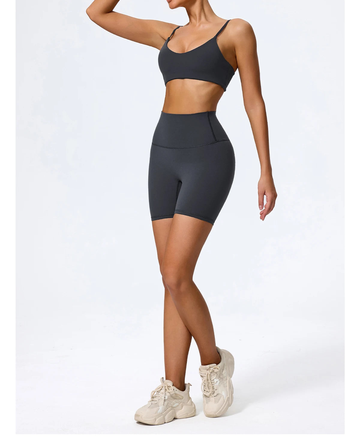 Hearuisavy Summer Super-Soft 2Pcs Women's Running Sports Shorts Set Breathable Fitness Yoga Bra Casual Push Up Workout Crop Top
