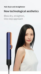 Professional 2 In 1 Hot Air Flat Iron Hair Straightener Dryer With Negative Ions Smooth Frizz-Free Hair Styling Tool