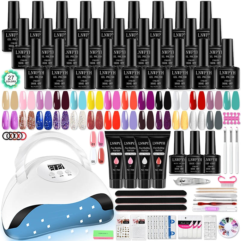 Nail Gel Polish Kit With LED Nail Lamp Semi-Permanent 27 Colors Soak Off Base&Top Coat Varnish Manicure Set For Nails Salon Kit Main image