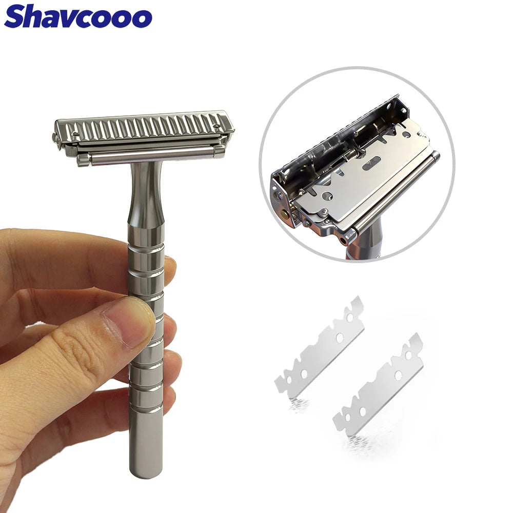 Shavcooo Glide Pro 4D Stainless Steel Safety Razor Eco-friendly Dual Half Shaving Shaver for Men Women Gift kit with Travel Box Main image