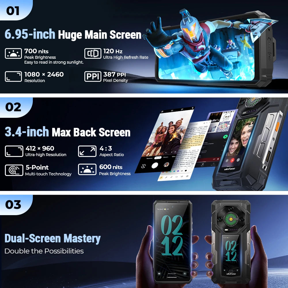 【2025 New】Ulefone Armor 33 Pro 5G Rugged Phone Smartphone Android 14 32GB+512GB 25500mAh Night Camera 64MP NFC Loud Speaker
