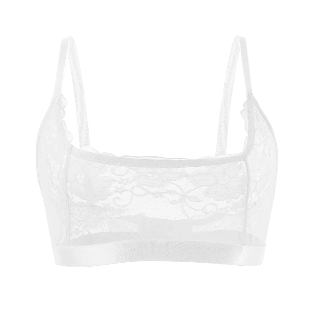 Women Lingerie Sheer Floral Lace Wire-Free No Pad Bra Underwear Adjustable Strap Unlined Brassiere Lingerie Elegant Women's Bras