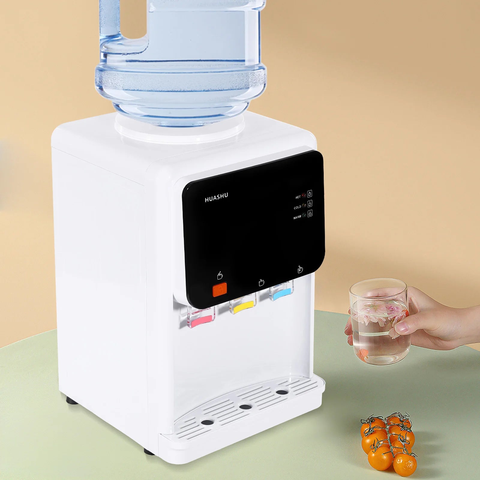 Modern White Electric Water Dispenser, 31* 30*48cm Water-cooled Dispenser, 500W Desktop Electric Cold And Hot Water Dispenser Main image