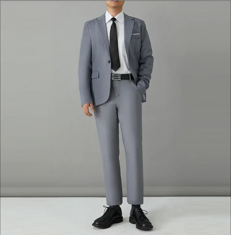 S-8XL Suit Men's Fashion Casual Outdoor (Blazer+ Pants) Gentleman Business Wedding Slim-fit Formal British Style Wedding Suit