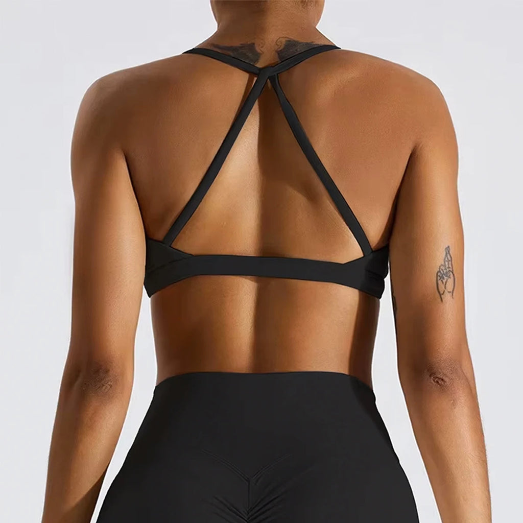 Hearuisavy Summer Scrunch Sports Bra Gym Top Women Running Back Cross Top Sportswear Yoga Underwear Fitness Workout Yoga Clothes