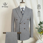 ST Cassy dark blue Elegant Man Suit 2 Pcs Set Modern Wedding Party Suits for Men Stylish Business office suit