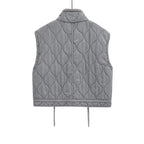Autumn Winter Women Standing Collar Light weight Sleeveless Cotton Coat Vest Women Pocket Decoration Tank Top
