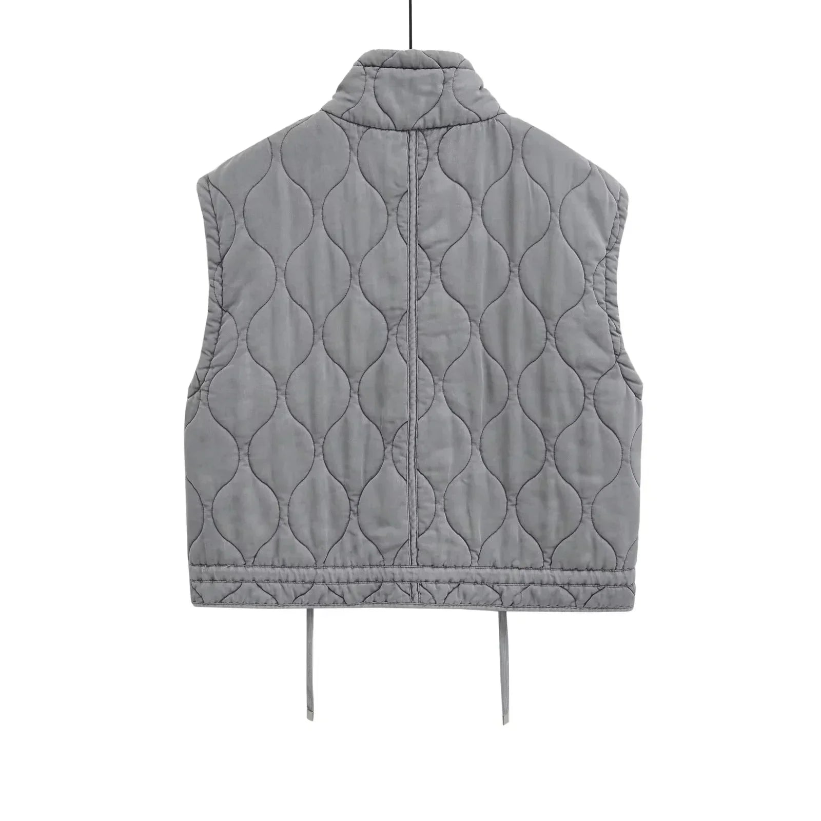 Autumn Winter Women Standing Collar Light weight Sleeveless Cotton Coat Vest Women Pocket Decoration Tank Top