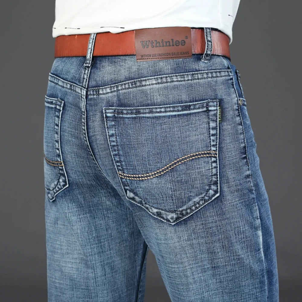 Wthinlee Business Men Jeans Casual Straight Stretch Fashion Classic Blue Black Work Denim Trousers Spring Summer Brand Clothing Secondary image