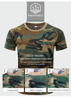 Outdoor Sports Men T-Shirts 3D Camouflage Quick Dry O Neck Short Sleeve Tops Shirt Camo Hiking Hunting T Shirt