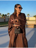 Beige Two Piece Set Women Oversized Button Down Shirt & High Waist Wide Leg Pants Y2k Summer Vacation Kaftan Outfit