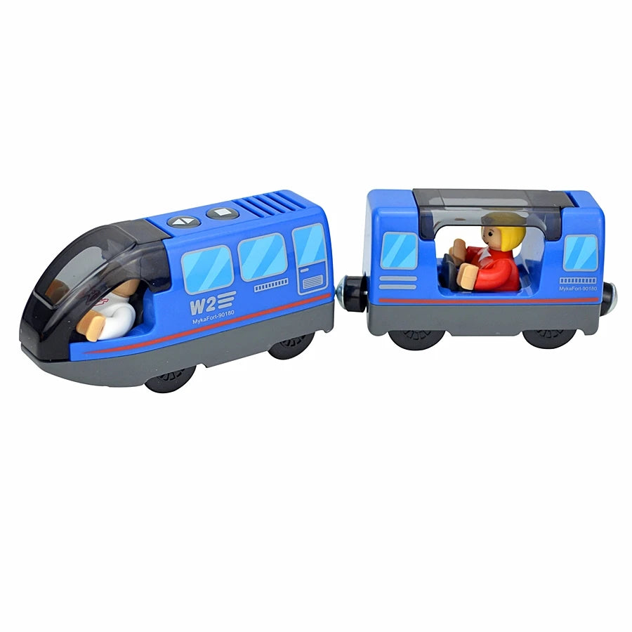 Kid Magnetic Electric Train Car Locomotive Wooden Track Slot Diecast Railway With Two Carriages Train Wood Toy Biro Leduo Track
