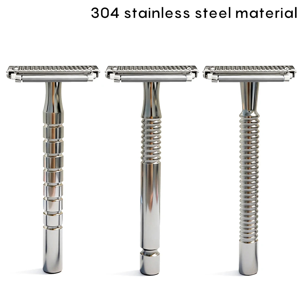 Shavcooo Glide Pro 4D Stainless Steel Safety Razor Eco-friendly Dual Half Shaving Shaver for Men Women Gift kit with Travel Box