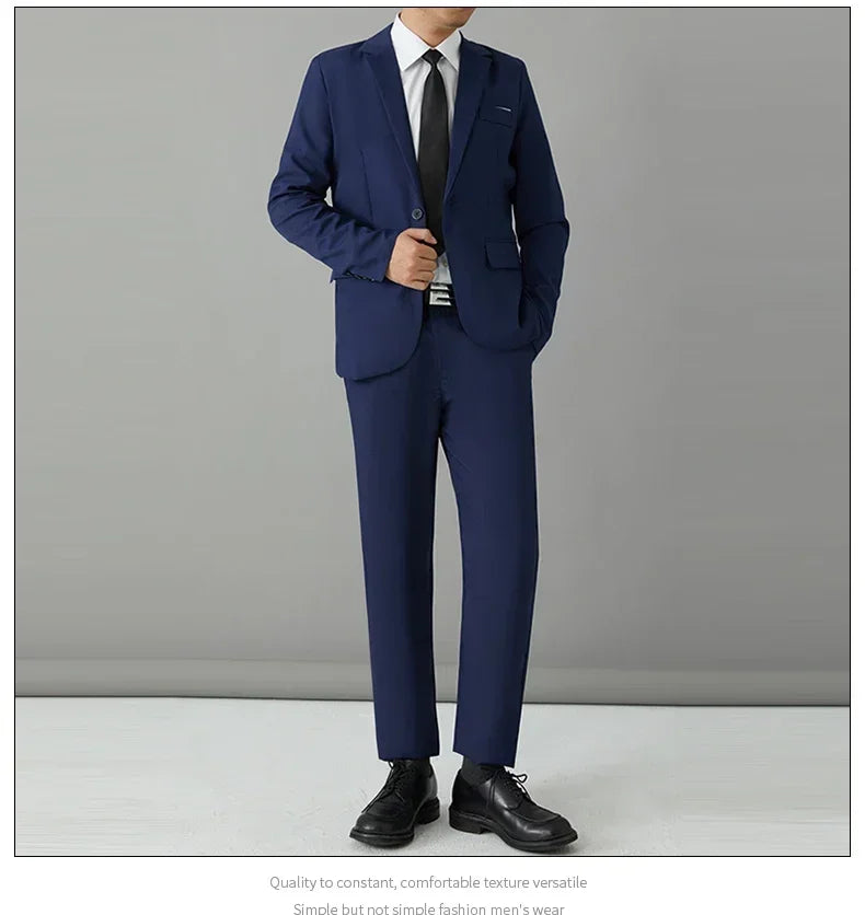 S-8XL Suit Men's Fashion Casual Outdoor (Blazer+ Pants) Gentleman Business Wedding Slim-fit Formal British Style Wedding Suit