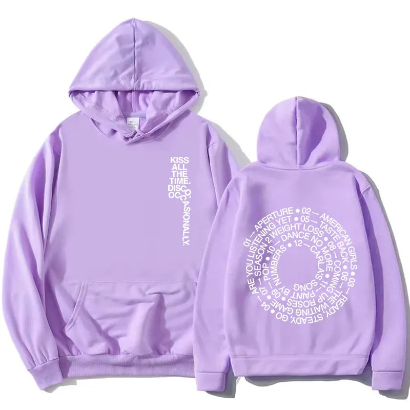 HarryStyles KISS ALL THE TIME. DISCO, OCCASIONALLY.  Hoodies Album Design Graphic Print Sweatshirts Women Clothing Fleece Hoodie