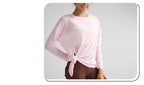 Fashion Women's Breathable Loose Quick Drying Long Sleeve Yoga Shirts Slimming Side Slits Leisure Running Fitness Cycling Tops