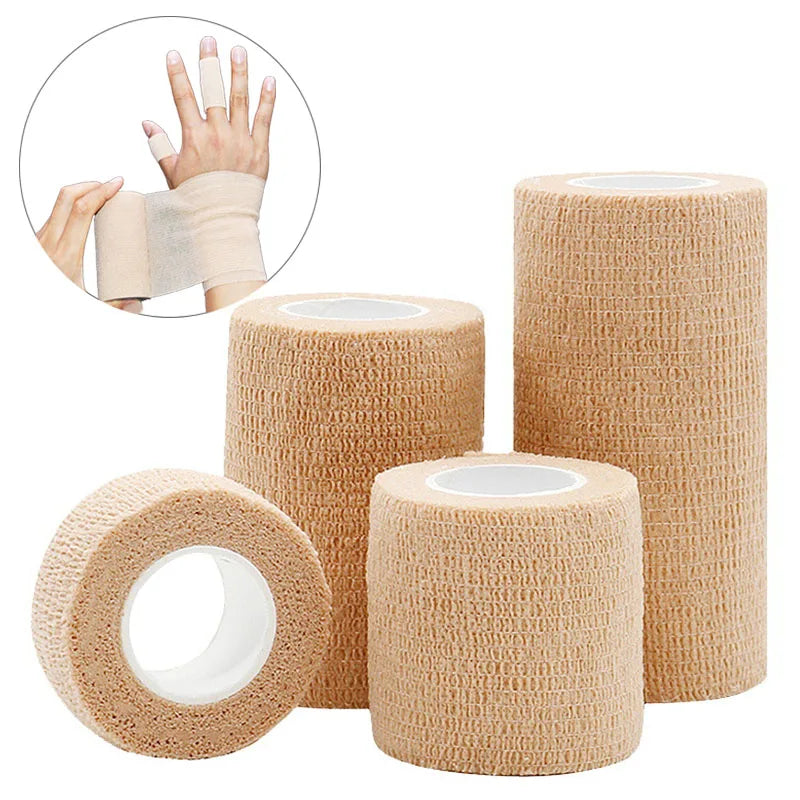 10 Rolls Medical Adhesive Bandage Elastic Breathable Sports Self Adhesive Tape Beige Wrap Finger Tape For Wrist Ankle First Aid Main image