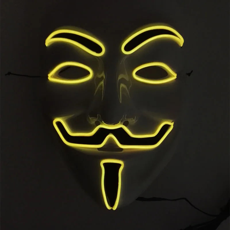 V For Vendetta Mask Cosplay Guy Fawkes Hacker Glowing Mask For Halloween Carnival  Decor Props