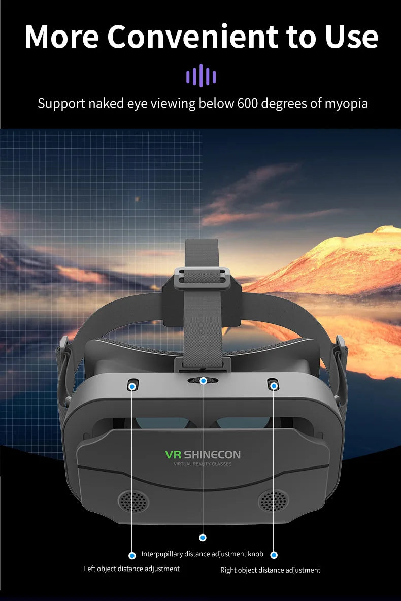 VR Glasses 3D Virtual Reality Headset Devices Helmet Lenses Goggles Smart For Smartphones Phone Cell Mobile Game Viar Viewer Set