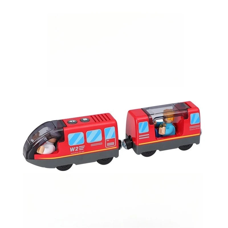 Kids Electric Train Set Compatible with Wooden Tracks Magnetic Connectors Diecast Metal Auto-Go Train Toy for Ages 3+ Boys Girls