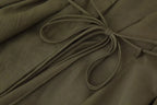 KONDALA 2026 Spring Summer Vintage Women Dress Fashion Single Breasted Sashes Draped V Neck Sleeveless Chic Brown Ladies Dresses