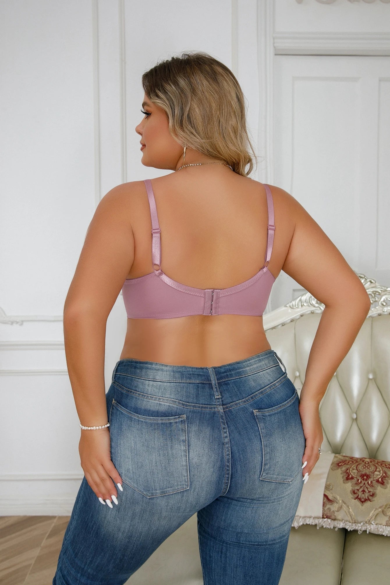 Beauwear Floral Lace Bras for Women Plus Size Bra Thin Unlined Underwear Comfort Lingerie