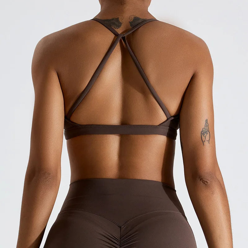 Hearuisavy Summer Scrunch Sports Bra Gym Top Women Running Back Cross Top Sportswear Yoga Underwear Fitness Workout Yoga Clothes