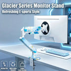 SC5 Jade Marble Pneumatic Monitor Arm Single Desk Mount Stand For 17-35 Inch Screen 2-10kg Load Height Adjustable Gaming Bracket