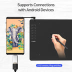 VINSA T1161 Graphics Drawing Tablet Ultra-thin Art Creation Sketch with Battery-free Stylus 8 Pen Nibs 8192 Levels Pressure