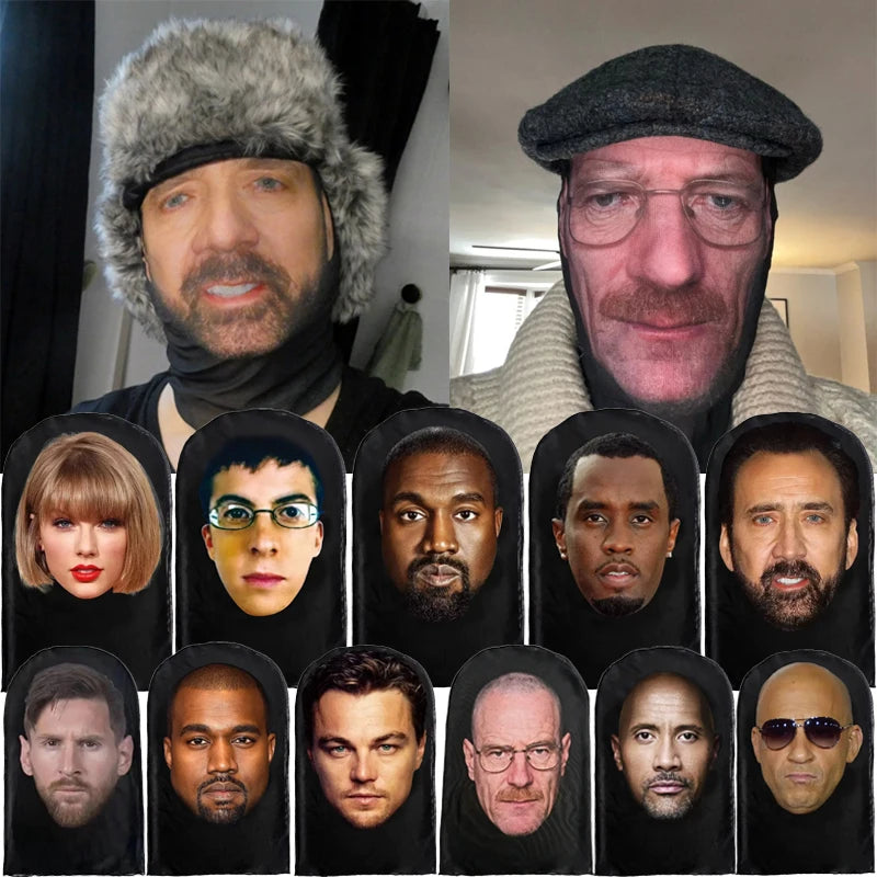 Cosplay 3D Printed Kanye Mask Stretch Mesh Full Face Mask Men Women Role Play Headdress Halloween Masquerade Balaclava Headdress Main image