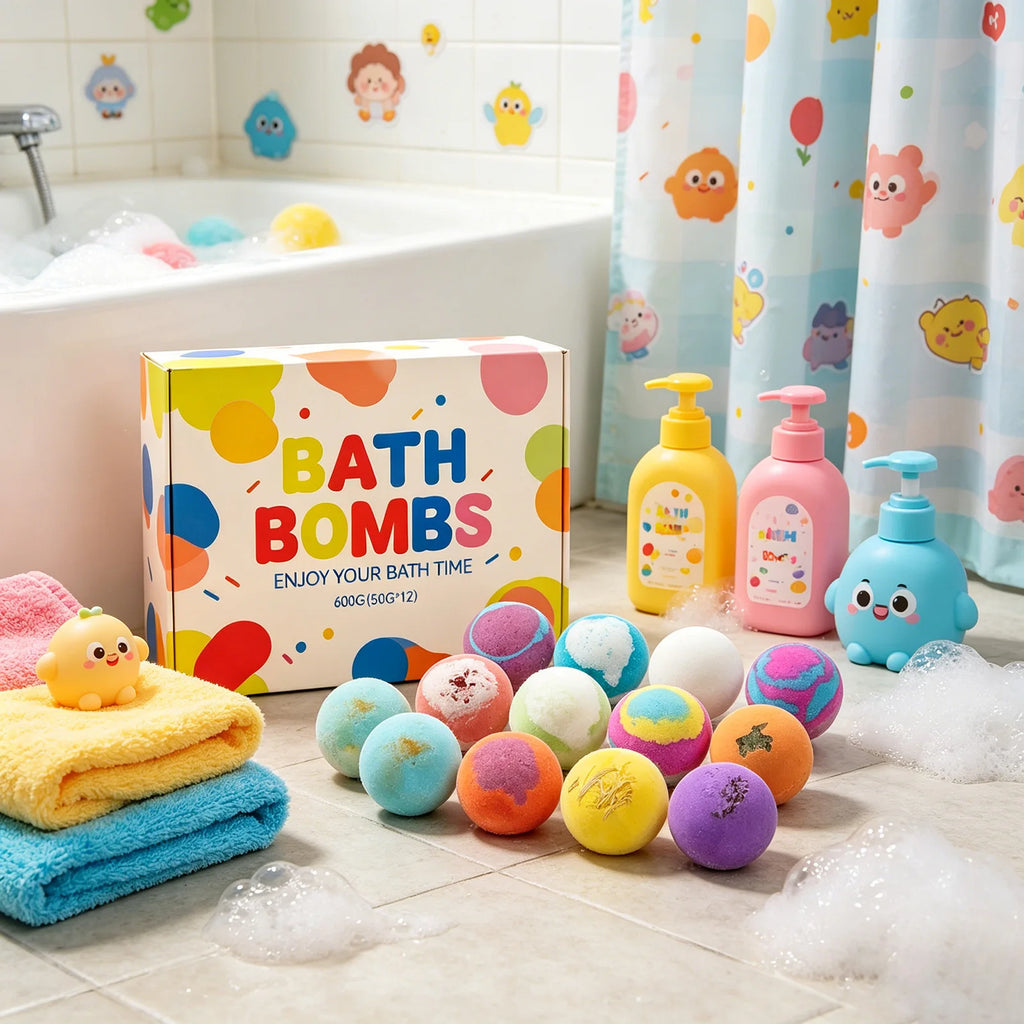 12pcs Kids Bath Bombs Set with Surprise Toys Inside Natural Organic Bubble Bath Fizzies Balls Gift for Children Holiday Gift Set
