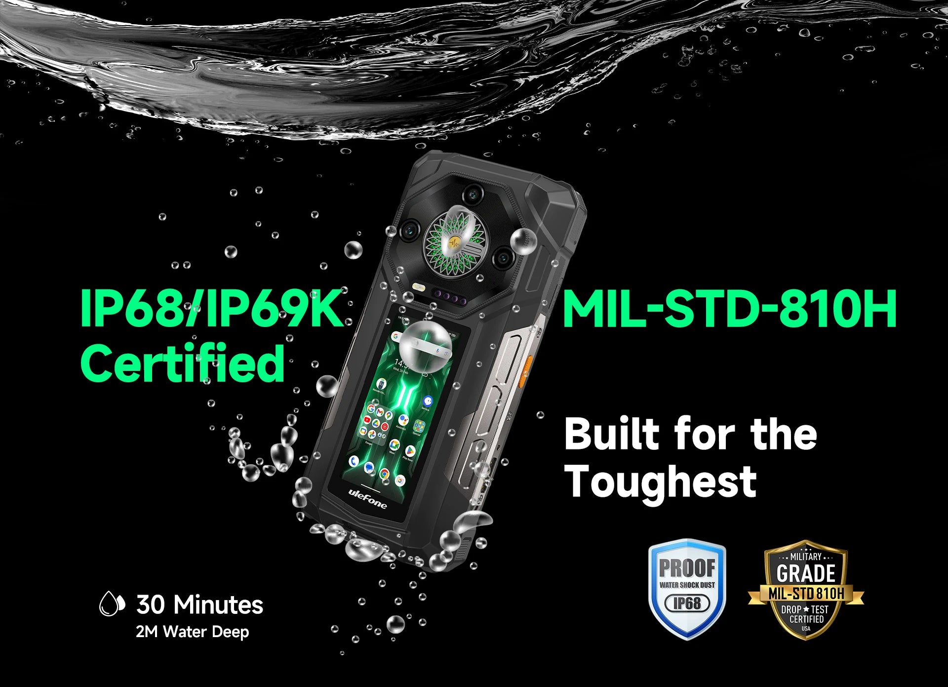 Ulefone Armor 33 Pro 5G Rugged Phone 25500 mAh 512GB ROM 120Hz 6.59”3.4" Rear Screen NFC Android Smartphone