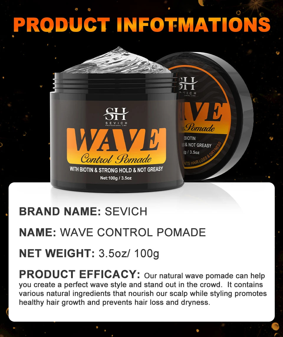 Deep Wave Control Pomade 360 Biotin Sport Strong Hold Wave Hair Gel With Brush Wavy Hair Oil Shampoo Conditioner Styling Care