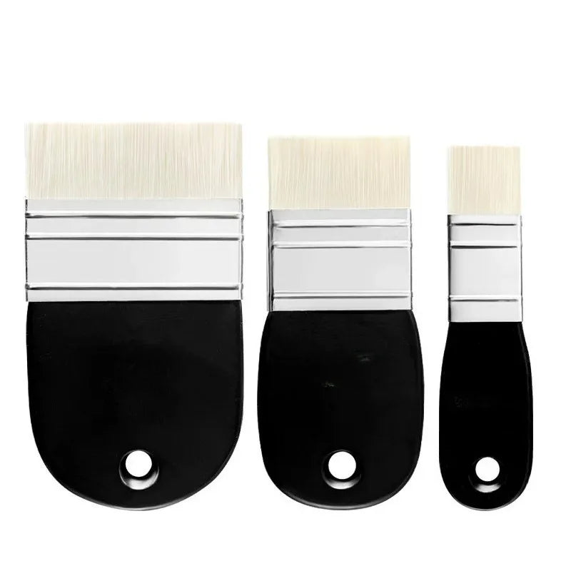 Oil Painting Nylon Pen Set Gouache Acrylic 3 Pcs Small/Medium/Large Sizes Flat Head Brush Wood Handle Painting Tools for Fine