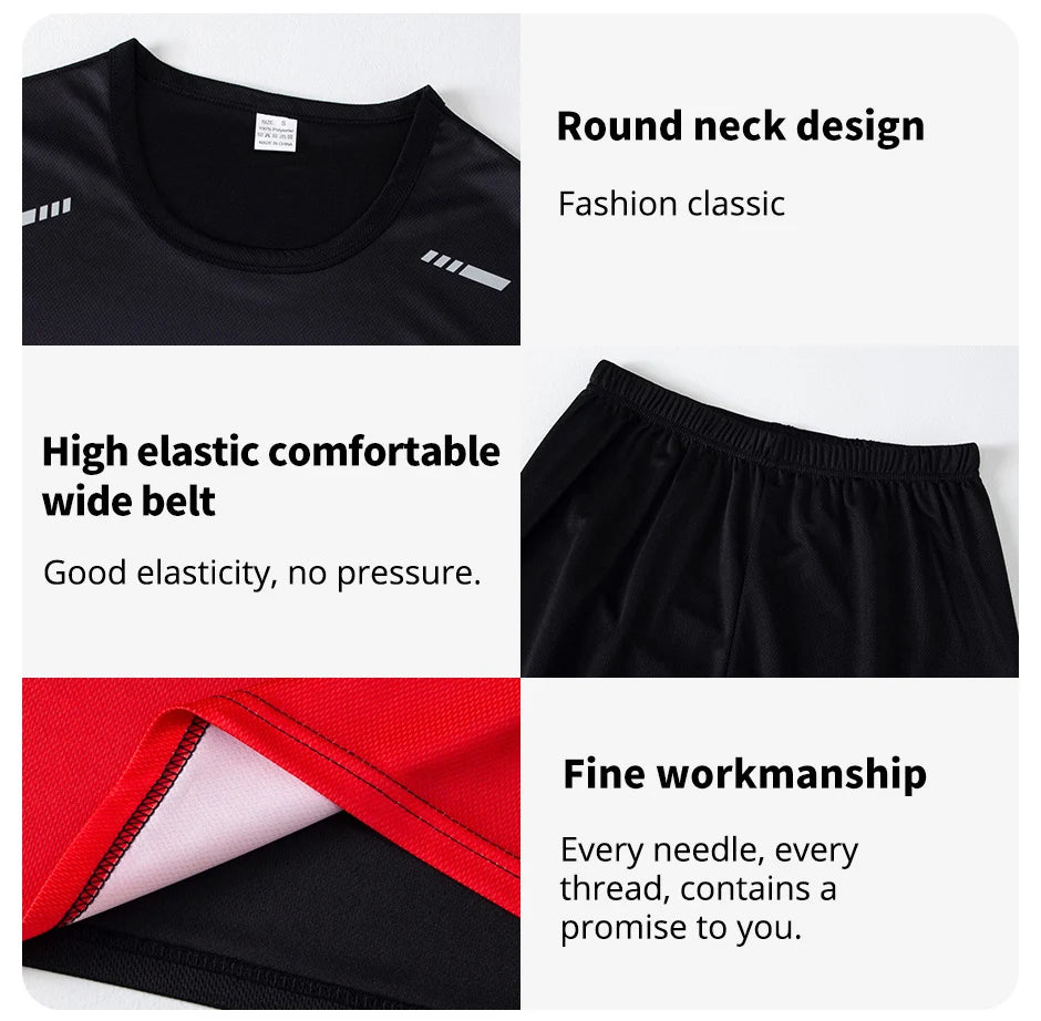 3 Pcs Men's Quick-drying Sports Gradient Suit Leisure Sports Running Short Sleeve Comfortable Sun Protection Pants Joker Shorts