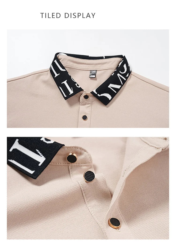 Summer men's POLO shirt fashionable ice silk quick drying short sleeved T-shirt solid color loose fitting business collar top