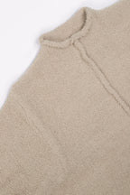 Women's Beige Oversized Knit Two-Piece Set with Half-Zip Sweater And Wide-Leg Pants Casual Loungewear