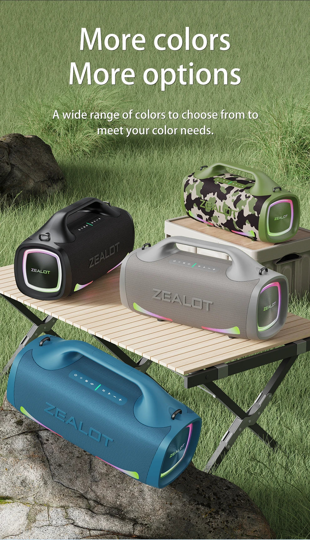 ZEALOT S79 Bluetooth Speaker 100W Portable Subwoofer HiFi Dual Pair Fast Charge 24000mAh Battery