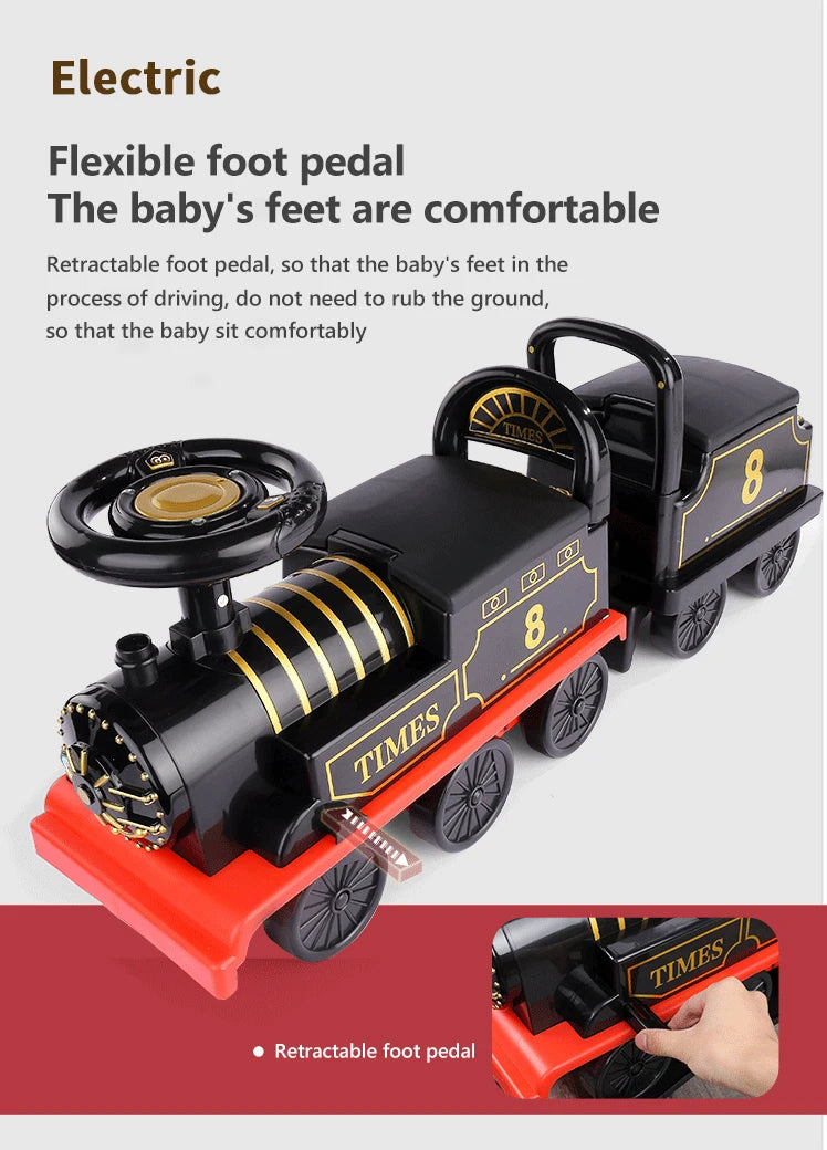Kids Train Riding Toy Ailway Classical Electric Model Can Carry A Small Train Rail Car Children's Baby Walker Stroller Toys Boys