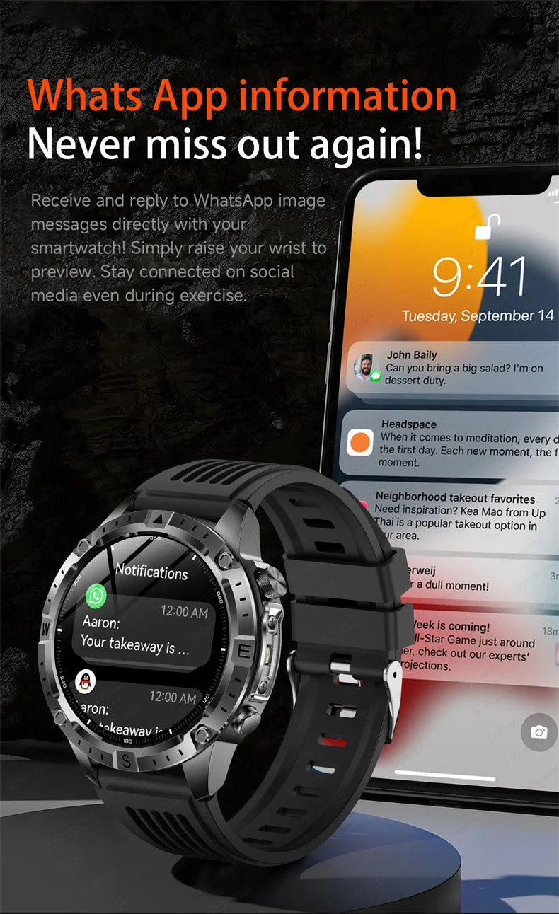 2026New Military T-Rex3 GPS Map Navigation Smart Watch 2GB RAM 1.43-inch AMOLED Screen 30M Waterproof Call Sports Smartwatch Men