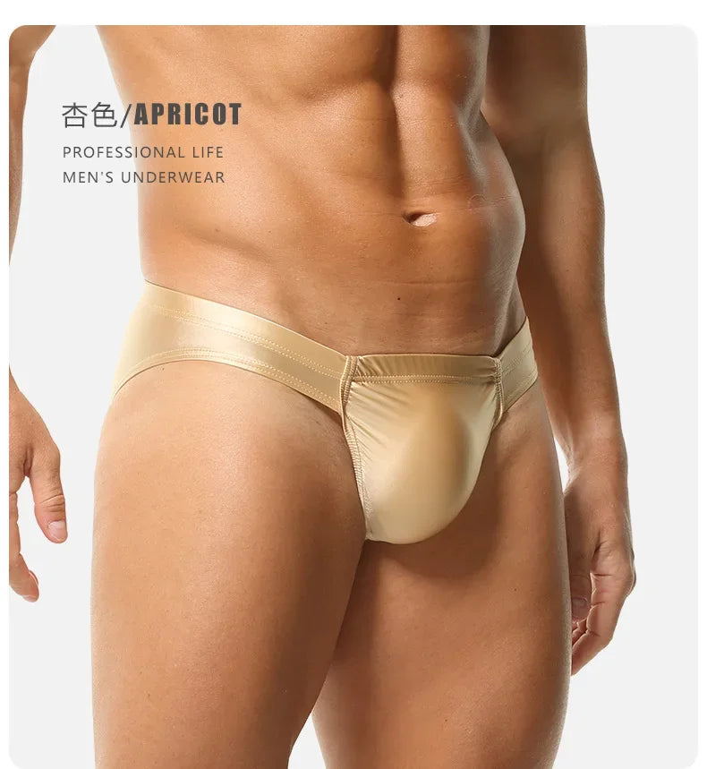 2026 fashion solid color men's three-dimensional triangle breathable sports low waist high elastic tight body