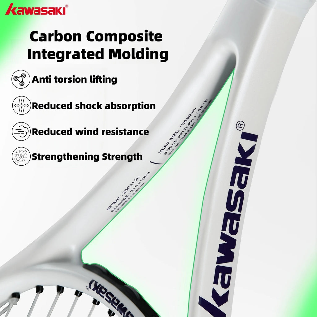 Kawasaki Light Tennis Rackets Set Carbon Composite Racquet Set KD1&PD1 Beginner Professional Shooting Men and Women Training Set