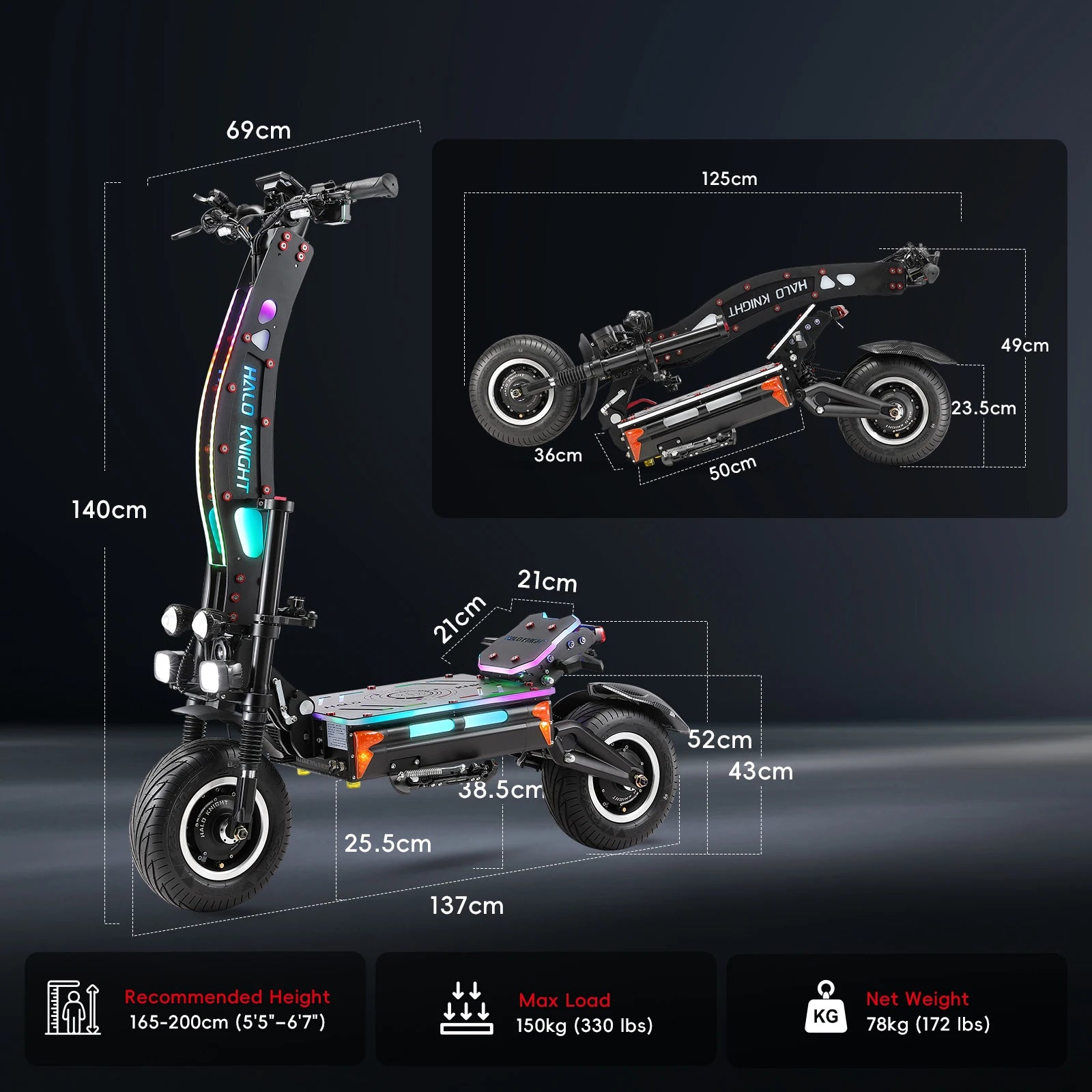 HALO KNIGHT T107Max 72V 8000W Adult Electric Scooter Fast 120km/h Electrical Scooter Powerful Dual Motors Escooter Top E-scooter