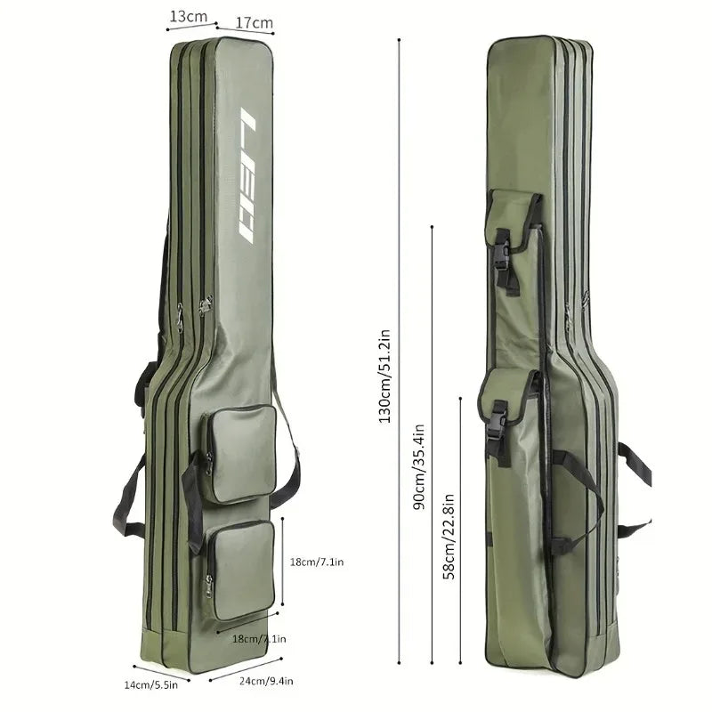 1.3m 2-layer Foldable Large Belly Sea Fishing Bag Portable Large Capacity Fishing Tackle Storage Bag Outdoor Fishing Tool Kit