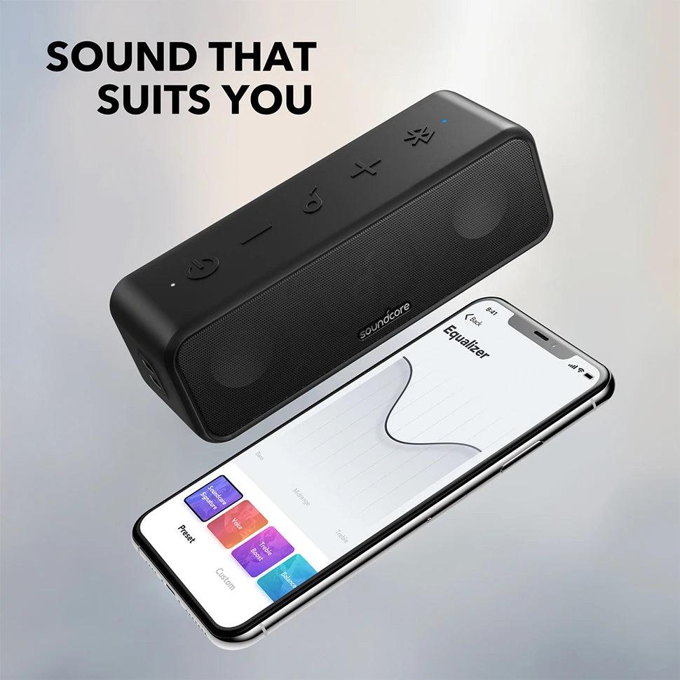 Sound core 3 from Anker: Bluetooth 5.0 loudspeaker, 24 Hours Playtime, IPX7 Waterproof Stereo Sound with Titanium Membrane Tre