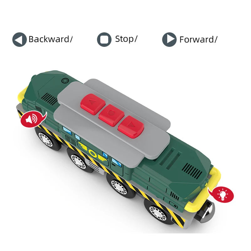 Kids Electric Train Set Locomotive Magnetic Train Car Diecast Slot Toy Fit for Wooden Train Railway Track Toys for Children Gift