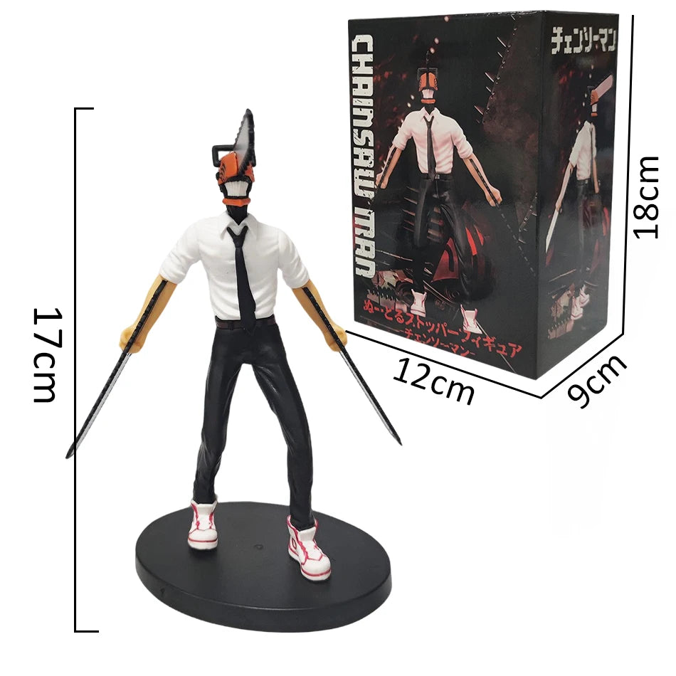 Anime Chainsaw Man Figure 2pcs Set Denji Action Figural 14-17cm Car Decoration Doll PVC Model Collection Toys Children Gifts